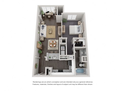 Studio 1 Bath Floor Plan | 811 Sq. Ft. Studio 1 Bath Floor Plan | 811 Sq. Ft. at Willowest in Lindbergh, Atlanta, GA